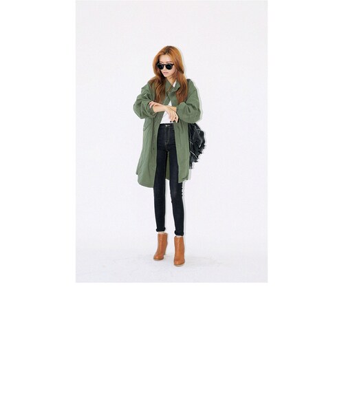 STYLENANDA（スタイルナンダ）の「チャイナカラーミニマルミリタリージャケット（ジャケット/アウター・レディース・カーキ・フリーサイズ）」の6枚目の写真