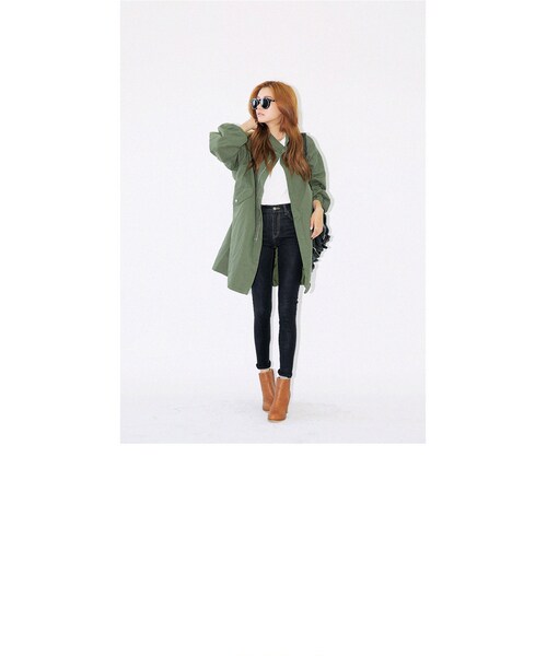 STYLENANDA（スタイルナンダ）の「チャイナカラーミニマルミリタリージャケット（ジャケット/アウター・レディース・カーキ・フリーサイズ）」の13枚目の写真