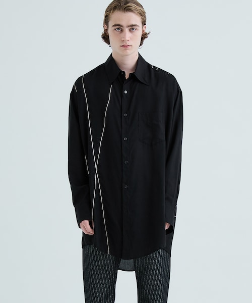 sulvam（サルバム）の「Silver line over shirt（その他・メンズ・WHITE/BLACK・S）」の4枚目の写真