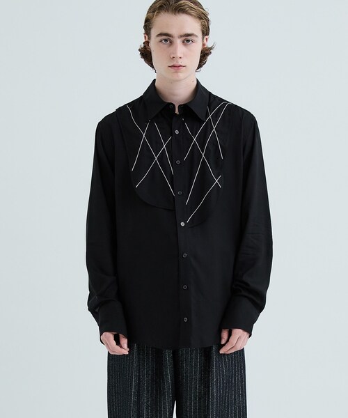 sulvam（サルバム）の「Silver line stand collar shirt（その他・メンズ・WHITE/BLACK・S/M）」の4枚目の写真