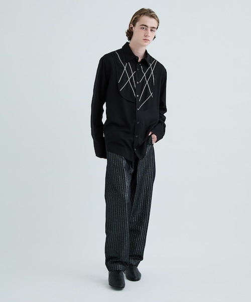 sulvam（サルバム）の「Silver line stand collar shirt（その他・メンズ・WHITE/BLACK・S/M）」の2枚目の写真