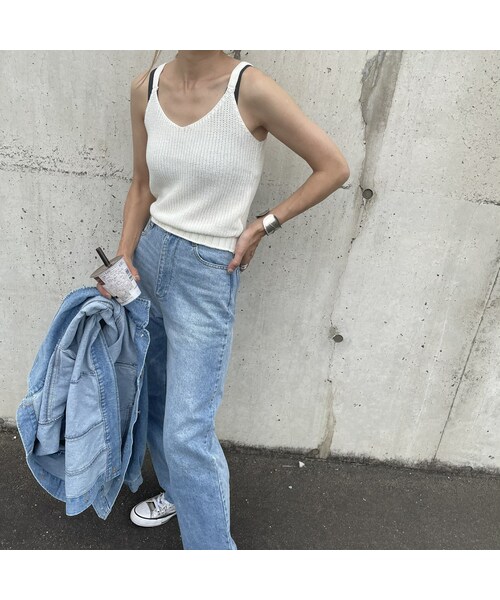 copine(コピン)の「ニットキャミソール(キャミソール・レディース・ホワイト・ワンサイズ)」の1枚目の写真