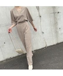 5分袖ジャンプスーツ(3color)