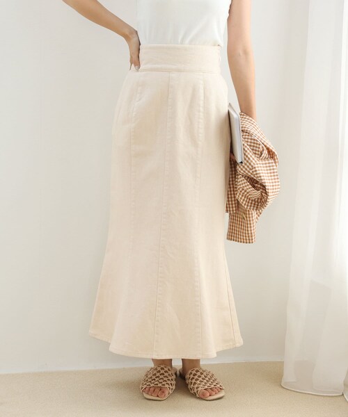 one after another NICE CLAUP（ワンアフターアナザーナイスクラップ）の「マーメイドラインスカート（スカート・レディース・アイボリー/ミント/チェック/ネイビー/ブラック・0）」の3枚目の写真