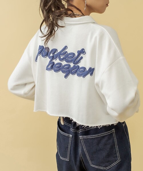 RASVOA（ラスボア）の「カットオフクロップドシャツ（ポロシャツ・レディース・オフホワイト/ブルー/ブラック・F）」の2枚目の写真