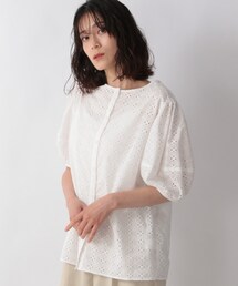 LOWRYS FARM | カットワークレースブラウス５Ｓ(トップス)