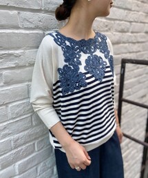 BEARDSLEY | 《7/17（土）12:00 予約スタート》襟ぐり刺繍ニット(ニット/セーター)