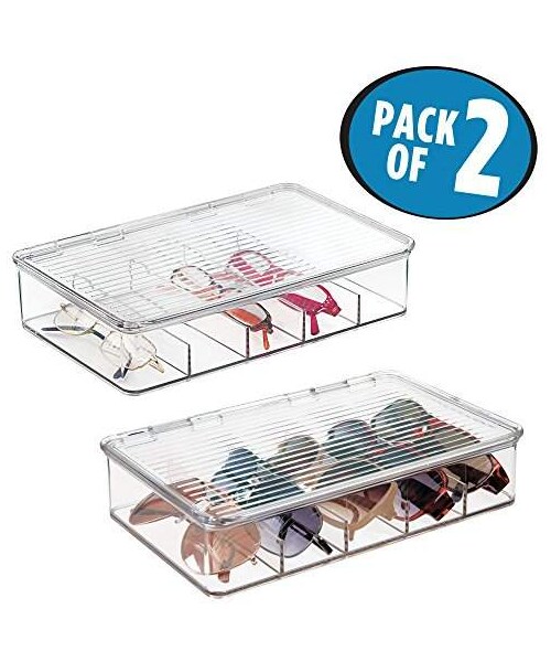 no brand(ノーブランド)の「mDesign Stackable Eyeglass Organizer Holder with Hinged Lid for Sunglasses, Eyeglasses, Reading Glasses - Pack of 2, Clear(その他)」の1枚目の写真