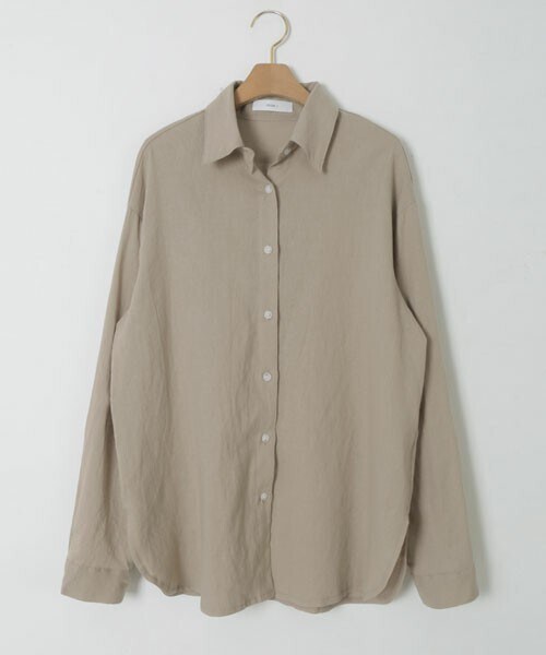 DHOLIC STYLE（ディーホリックスタイル）の「[crushj] リネン混ドロップショルダーシャツ（シャツ/ブラウス・レディース・ホワイト/グレー/ベージュ・ONESIZE）」の3枚目の写真