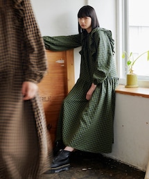 w closet | ★先行予約★【Alley】チェック柄フリルボリュームワンピース【8月下旬入荷】(ワンピース/ドレス)