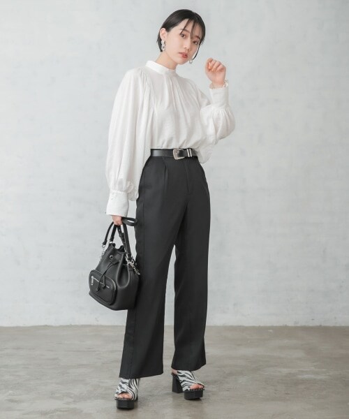 PAGEBOY（ページボーイ）の「ライトWクロスセットアップパンツ（パンツ・ブラック/オリーブ/スチールブルー・F）」の4枚目の写真