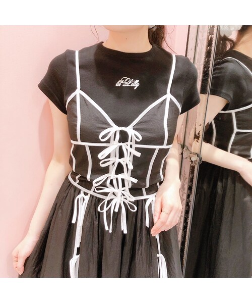 lilLilly（リルリリー）の「【pain】シアーナイロンリボンキャミソール（トップス・レディース・PINK/BLUE/BLACK）」の2枚目の写真