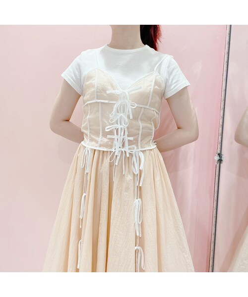 lilLilly（リルリリー）の「【pain】シアーナイロンリボンキャミソール（トップス・レディース・PINK/BLUE/BLACK）」の5枚目の写真