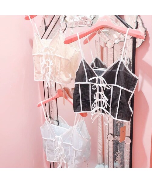 lilLilly（リルリリー）の「【pain】シアーナイロンリボンキャミソール（トップス・レディース・PINK/BLUE/BLACK）」の13枚目の写真