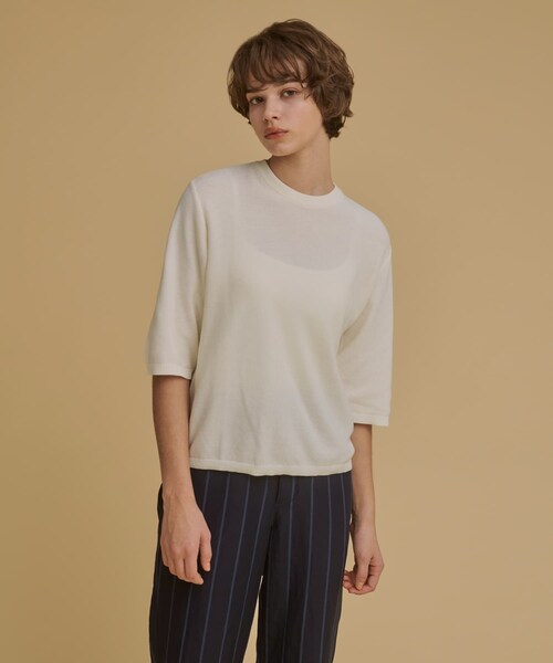 unify(ユニファイ)の「UNIFY Cotton Silk Knit T-shirts(その他・レディース・OFF WHITE/BROWN/BLACK・one)」の1枚目の写真