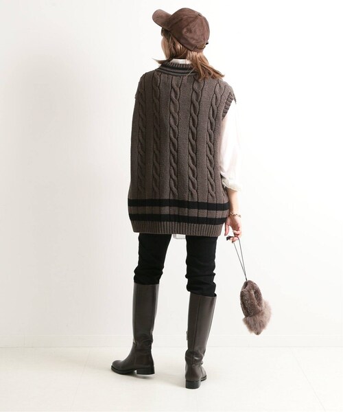 SLOBE IENA - Oldderby Knetwear チルデンベスト　美品　ジレ　ブラウン SLOBE IENA - Oldderby Knetwear チルデンベスト 美品 ジレ