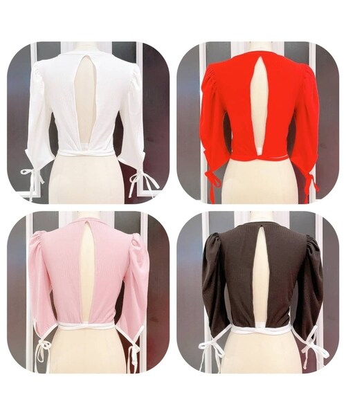 lilLilly(リルリリー)の「マルチリボンカーディガン(トップス・レディース・WHITE/PINK/RED/BLACK)」の2枚目の写真