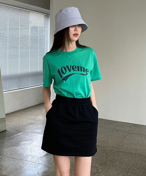 imvely（-）の「[ラブミーモア]トーンオントーンロゴ パンツスカート（スカート・レディース・그린/블랙・S/M）」の2枚目の写真