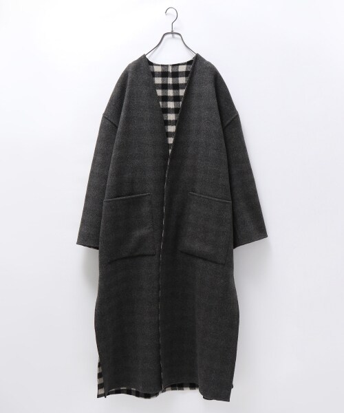 JEANASIS(ジーナシス)の「ノーカラーリバーシブルチェックコート