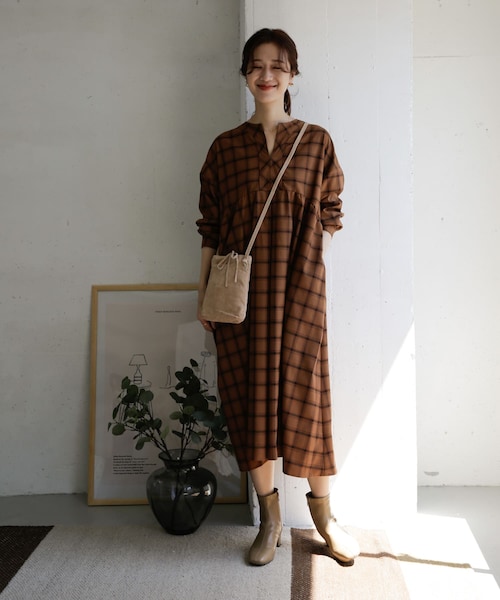 URBAN RESEARCH DOORS（アーバンリサーチドアーズ）の「チェックスキッパーワンピース（その他・レディース・BROWN/BEIGE・one）」の10枚目の写真
