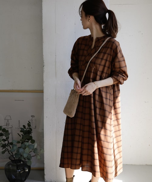 URBAN RESEARCH DOORS（アーバンリサーチドアーズ）の「チェックスキッパーワンピース（その他・レディース・BROWN/BEIGE・one）」の8枚目の写真