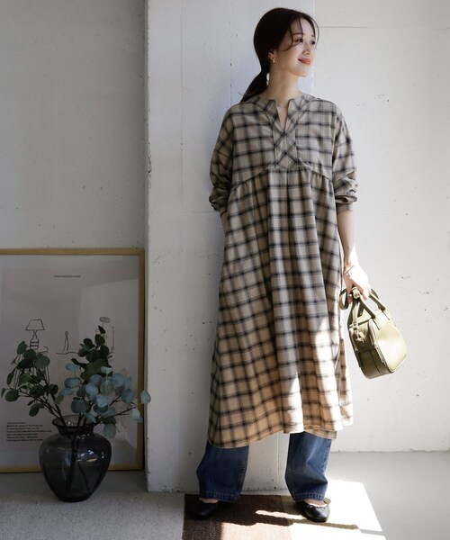 URBAN RESEARCH DOORS（アーバンリサーチドアーズ）の「チェックスキッパーワンピース（その他・レディース・BROWN/BEIGE・one）」の21枚目の写真