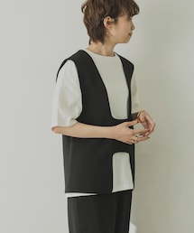 新品タグ付きEnfold ダブルクロスベストホワイトふじあみ