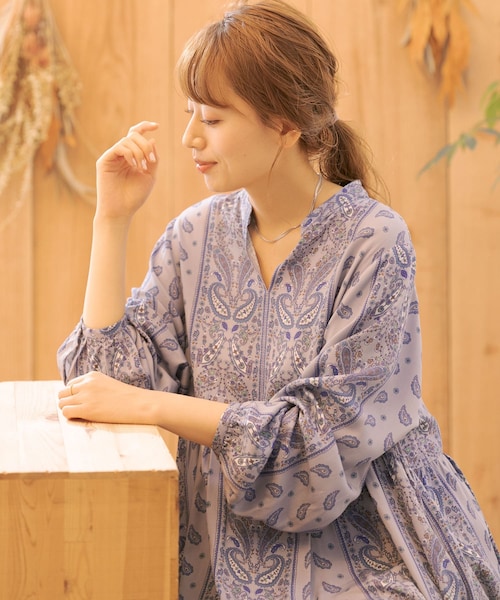 【WEB限定】パネルペイズリーワンピース