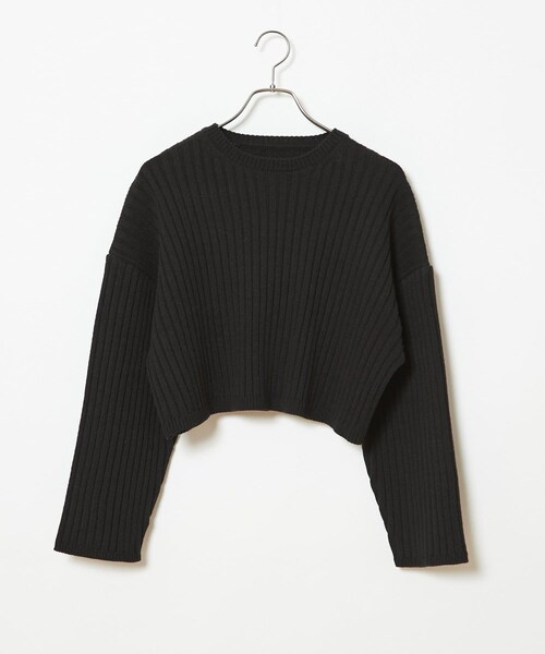 CIAOPANIC（チャオパニック）の「リブショートニットプルオーバー（ニット/セーター・レディース・オフホワイト/ブラウン/ブラック/ピンク・F）」の2枚目の写真