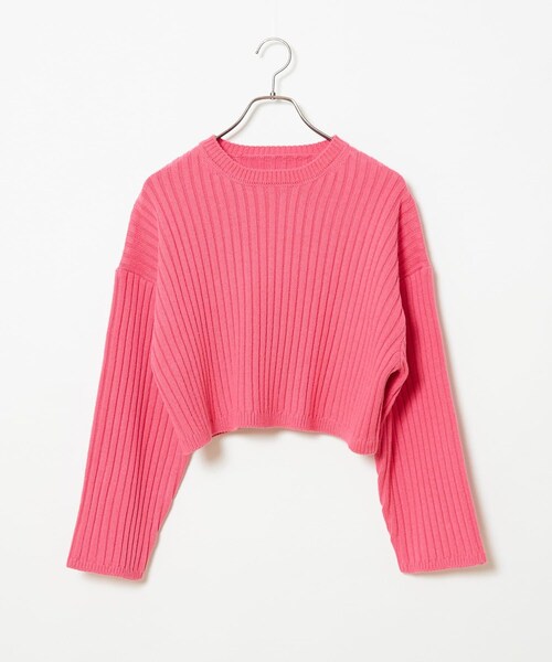 CIAOPANIC（チャオパニック）の「リブショートニットプルオーバー（ニット/セーター・レディース・オフホワイト/ブラウン/ブラック/ピンク・F）」の3枚目の写真