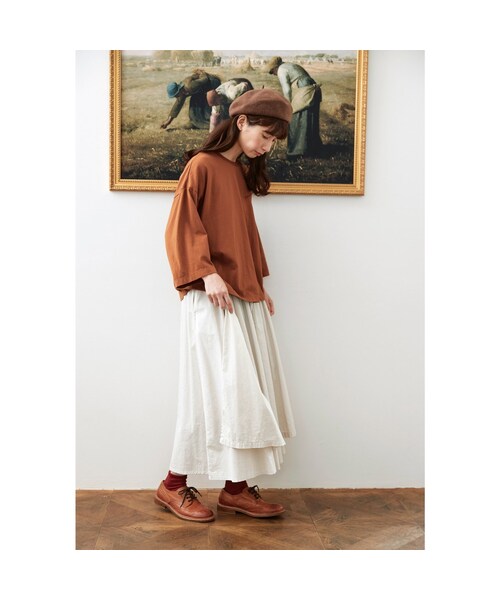 Sunny clouds（サニークラウズ）の「サニークラウズ 半端袖Tシャツ〈レディース〉レンガ（レディースファッション > トップス > Tシャツ・カットソー・レディース・ブラウン・（身幅70/総丈63cm）/（身幅63/総丈61cm）/（身幅66/総丈61cm）/（身幅63/総丈64cm）/（身幅60/総丈61cm）/（身幅60/総丈58cm）/（身幅60/総丈64cm））」の5枚目の写真