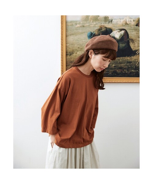 Sunny clouds（サニークラウズ）の「サニークラウズ 半端袖Tシャツ〈レディース〉レンガ（レディースファッション > トップス > Tシャツ・カットソー・レディース・ブラウン・（身幅70/総丈63cm）/（身幅63/総丈61cm）/（身幅66/総丈61cm）/（身幅63/総丈64cm）/（身幅60/総丈61cm）/（身幅60/総丈58cm）/（身幅60/総丈64cm））」の7枚目の写真