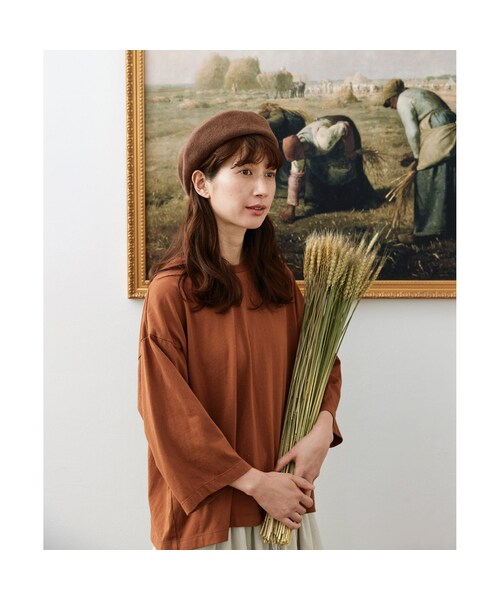 Sunny clouds（サニークラウズ）の「サニークラウズ 半端袖Tシャツ〈レディース〉レンガ（レディースファッション > トップス > Tシャツ・カットソー・レディース・ブラウン・（身幅70/総丈63cm）/（身幅63/総丈61cm）/（身幅66/総丈61cm）/（身幅63/総丈64cm）/（身幅60/総丈61cm）/（身幅60/総丈58cm）/（身幅60/総丈64cm））」の8枚目の写真