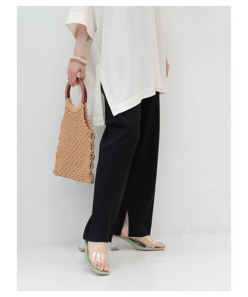 AMERICAN HOLIC(アメリカンホリック)の「裾スリットリブパンツ(パンツ・アイボリー/ブラック・S/M/L)」の2枚目の写真