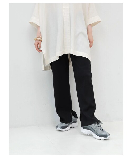 AMERICAN HOLIC(アメリカンホリック)の「裾スリットリブパンツ(パンツ・アイボリー/ブラック・S/M/L)」の4枚目の写真
