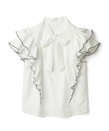 GRL（グレイル）の「ボウタイ配色メロウラッフルブラウス（シャツ/ブラウス・レディース）」