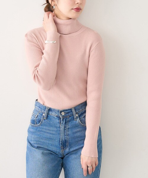 natural couture(ナチュラルクチュール)の「もちもちベーシックリブタートル(ニット/セーター・レディース・アイボリー/ライトベージュ/ピンク/カーキ/ブラウン/ブラック・FREE)」の4枚目の写真