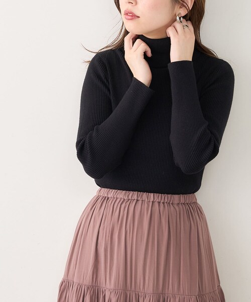 natural couture(ナチュラルクチュール)の「もちもちベーシックリブタートル(ニット/セーター・レディース・アイボリー/ライトベージュ/ピンク/カーキ/ブラウン/ブラック・FREE)」の2枚目の写真