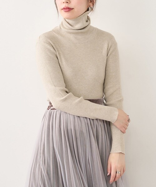 natural couture(ナチュラルクチュール)の「もちもちベーシックリブタートル(ニット/セーター・レディース・アイボリー/ライトベージュ/ピンク/カーキ/ブラウン/ブラック・FREE)」の3枚目の写真