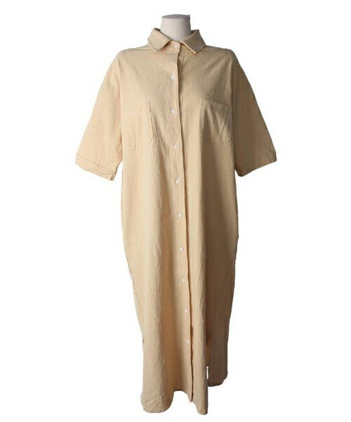 DHOLIC STYLE（ディーホリックスタイル）の「[lindashop] ダブルポケットロングシャツワンピース（シャツワンピース・レディース・ホワイト/ピンク/イエロー/グリーン/ブルー・FREE）」の4枚目の写真