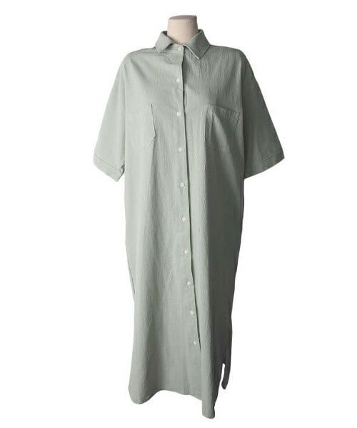 DHOLIC STYLE（ディーホリックスタイル）の「[lindashop] ダブルポケットロングシャツワンピース（シャツワンピース・レディース・ホワイト/ピンク/イエロー/グリーン/ブルー・FREE）」の2枚目の写真