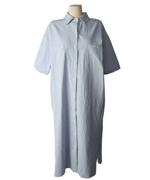 DHOLIC STYLE（ディーホリックスタイル）の「[lindashop] ダブルポケットロングシャツワンピース（シャツワンピース・レディース・ホワイト/ピンク/イエロー/グリーン/ブルー・FREE）」の3枚目の写真