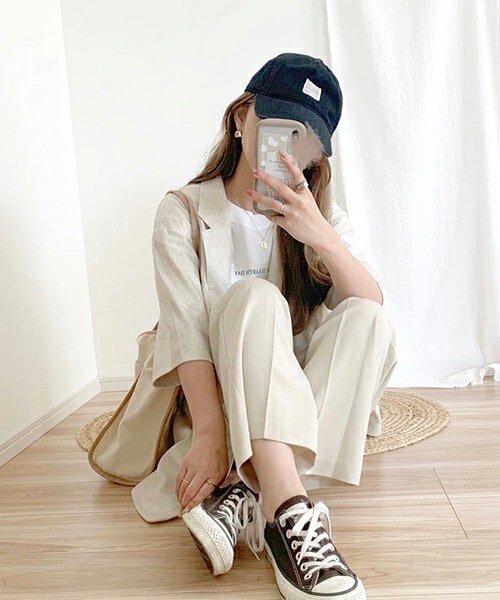 chocomee（チョコミー）の「タグキャップ（キャップ・レディース・ホワイト/ベージュ/ブラック・FREE）」の2枚目の写真