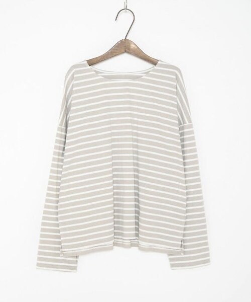 Crisp yours（クリスプユアーズ）の「ルーズボーダーTシャツ[y1k283]（Tシャツ/カットソー・レディース・ブラック/グレー/ピンク・FREE）」の5枚目の写真