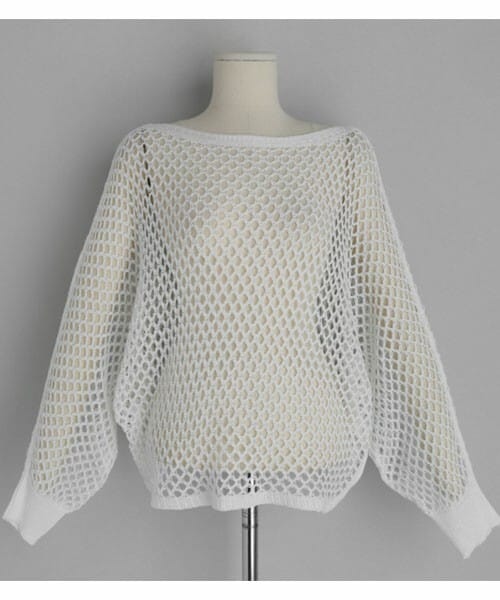 DHOLIC（ディーホリック）の「ネットドルマンニット（ニット/セーター・レディース・ブラック/ホワイト/ブルー/ベージュ・ONESIZE）」の2枚目の写真