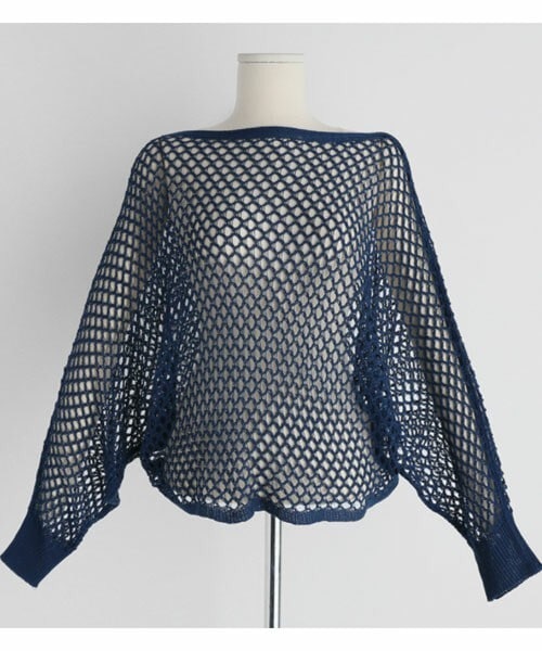 DHOLIC（ディーホリック）の「ネットドルマンニット（ニット/セーター・レディース・ブラック/ホワイト/ブルー/ベージュ・ONESIZE）」の4枚目の写真