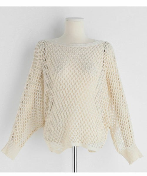 DHOLIC（ディーホリック）の「ネットドルマンニット（ニット/セーター・レディース・ブラック/ホワイト/ブルー/ベージュ・ONESIZE）」の3枚目の写真