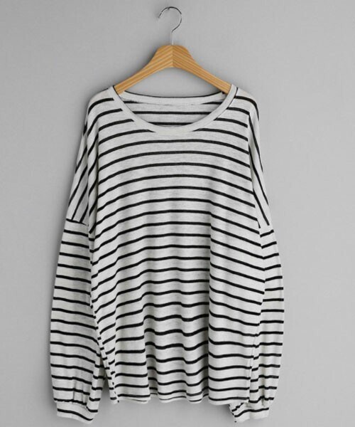 DHOLIC(ディーホリック)の「ボーダーロングTシャツ(Tシャツ/カットソー・レディース・ブラック/グリーン/ホワイト・ONESIZE)」の1枚目の写真