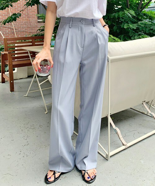 DHOLIC STYLE（ディーホリックスタイル）の「[ontheriver] ウエストタックスラックスパンツ（スラックス・レディース・ブラック/ベージュ/ブラウン/ブルー・S/M/L/XL）」の4枚目の写真