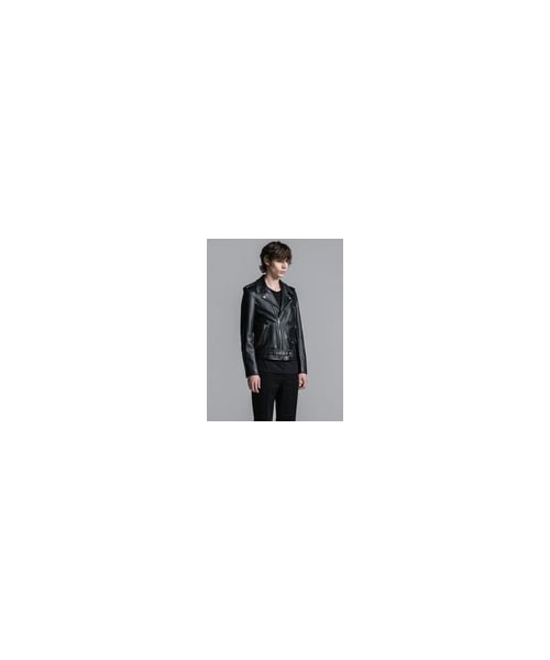 LITHIUM HOMME（リチウム オム）の「LAMB LEATHER W-RIDERS JACKET（ミリタリージャケット・メンズ・ブラック・40/42/44/46/48/50）」の4枚目の写真
